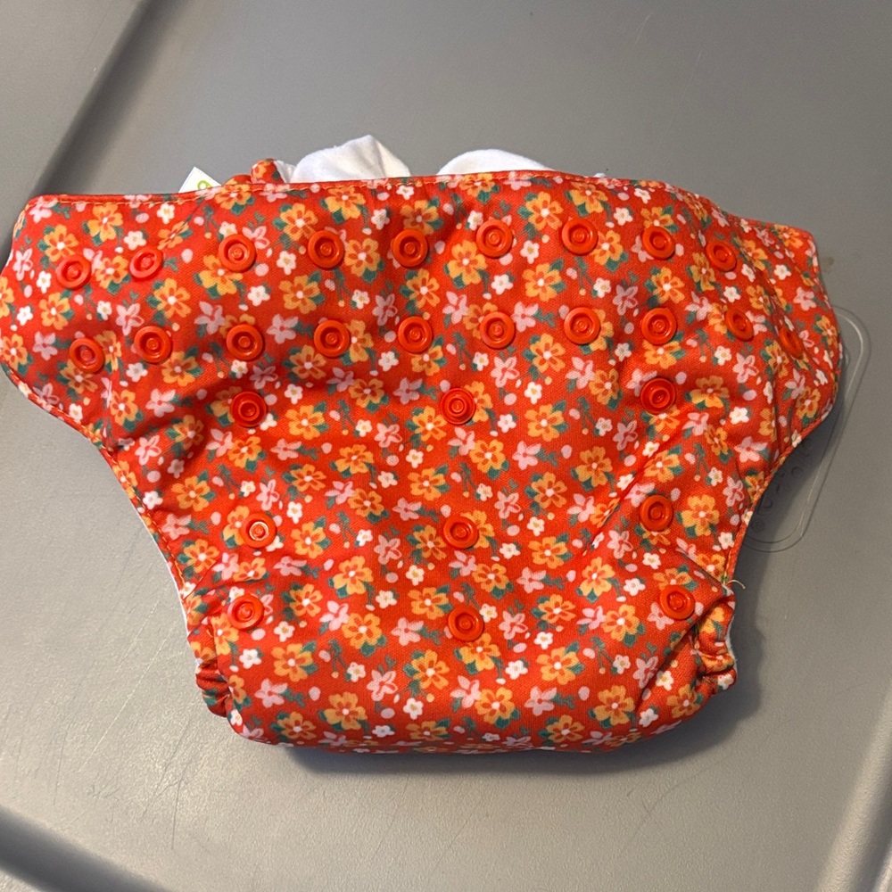 BumGenius Floral Orange Diaper Cover